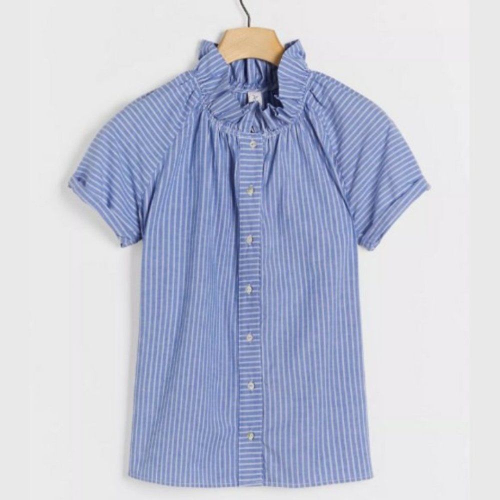 NWT Anthropologie Amadi Tansey Ruffled Button Down | S